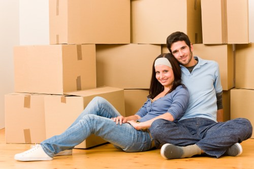 Moving van transporting household goods